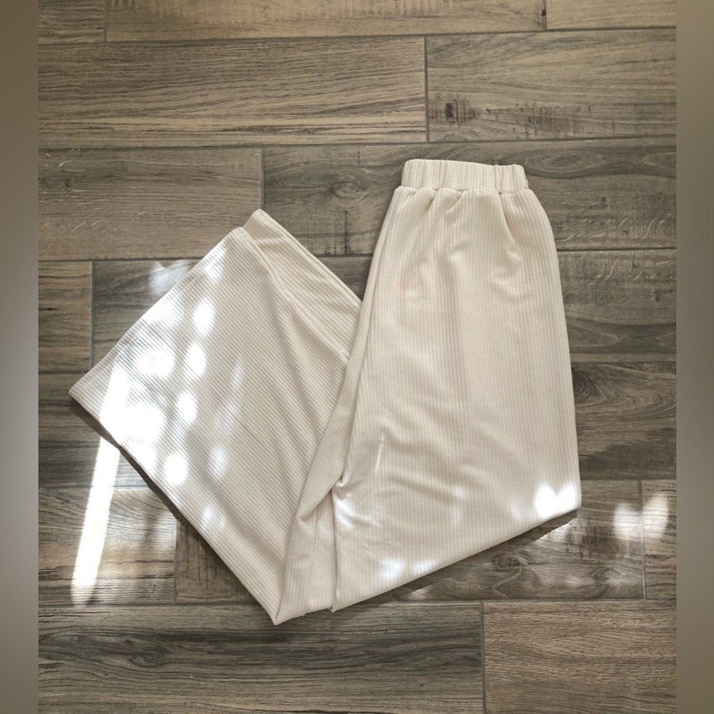 Cider Cream Wide-Leg Ribbed Pants - Picture 3 of 5